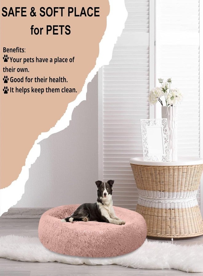 PAWSOME Plush Calming Dog Beds, Donut Dog Bed for Small Dogs, Medium, Large & X-Large, Comfy Cuddler Dog Bed and Cat Bed in Faux Fur (Pink, XXL) - Image 5